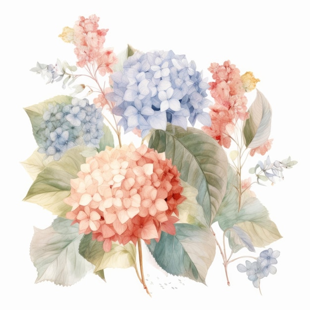 Hydrangea flower watercolor background Illustration AI GenerativexA