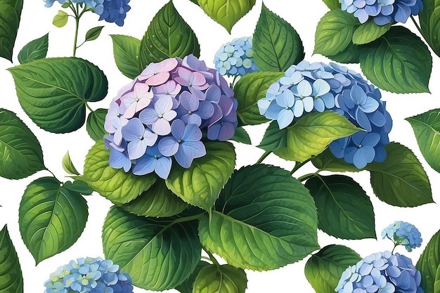 Photo hydrangea flowers with leaves