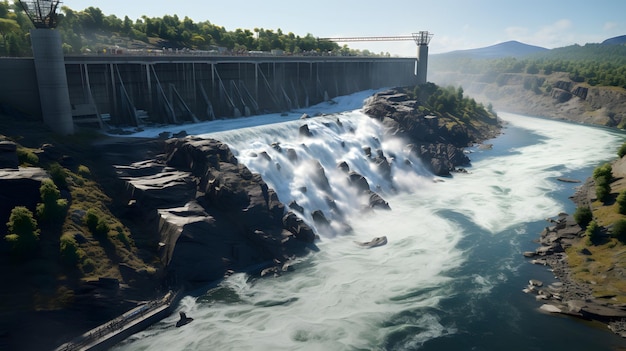 Hydroelectric power dam on a river