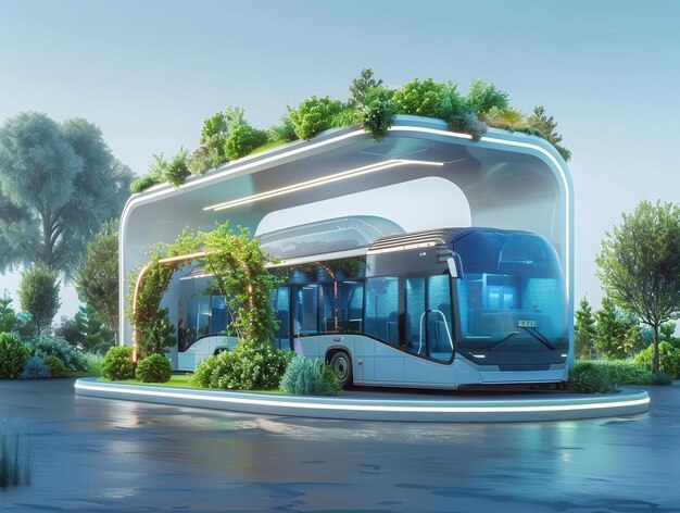 Photo hydrogen fuel cell bus for clean public transport