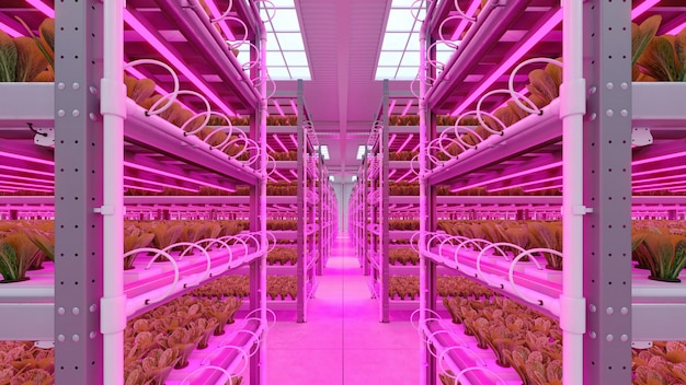 Hydroponic indoor vegetable plant factory in exhibition space wa