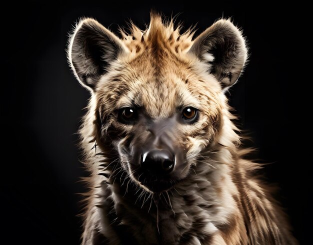 Hyena on black background