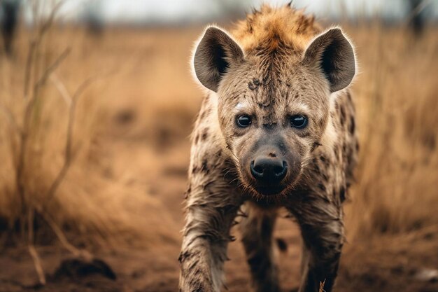 Photo hyena on field