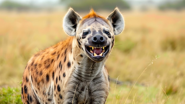 Hyena Laughing Loudly in the Savannah Wildlife Scene