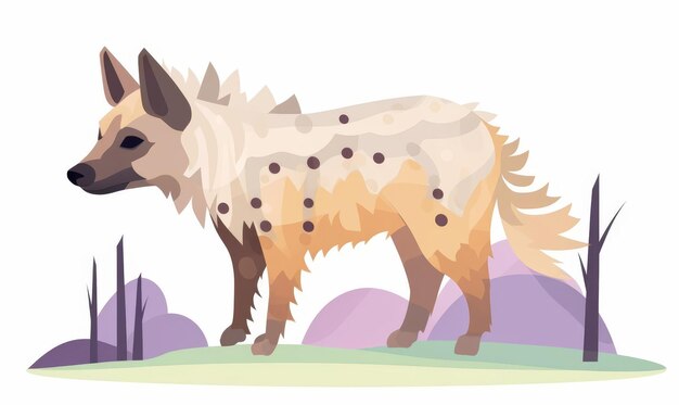 Hyena paper craft flat design side view wildlife park theme water color Triadic Color Scheme