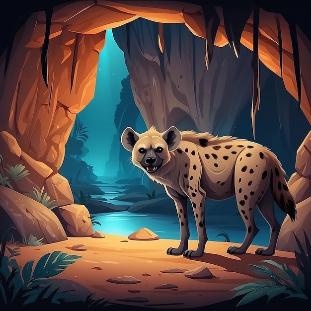 Hyenas Lair Enchanting Night Cave Scene