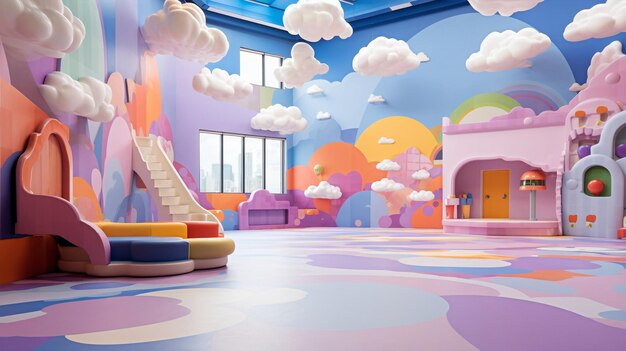 Hyper Colorful Playroom Interactive Kinetic Play Space