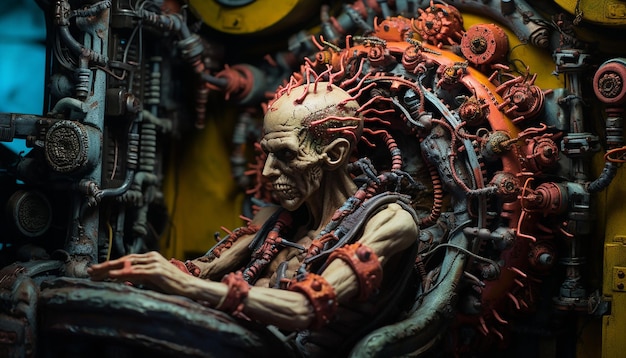 Hyper detailed plasticine sculpture with acrylic paint cyberpunk diorama