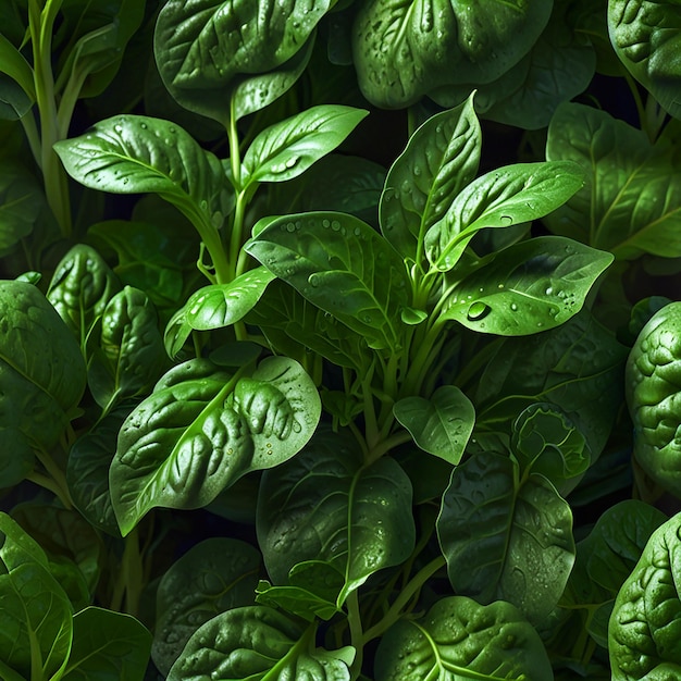 A hyper realistic 3D image of fresh spinach leaves background