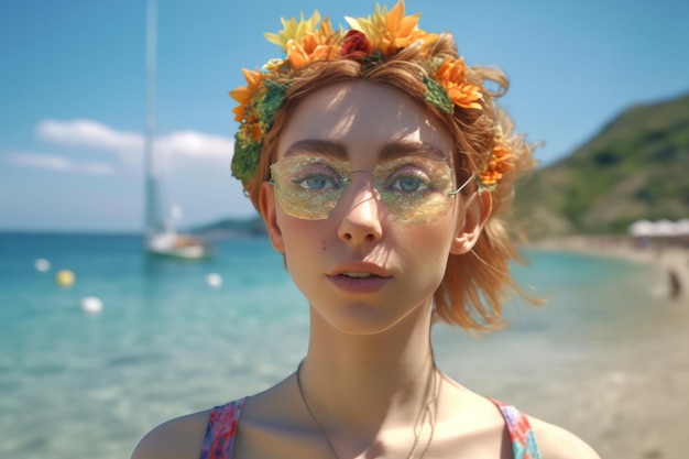 Hyper Realistic 3D Render of an Attractive Female on a Summer Beach