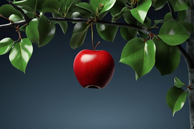 Photo hyper realistic image of a ripe apple on a branch with detailed texture and natural lighting