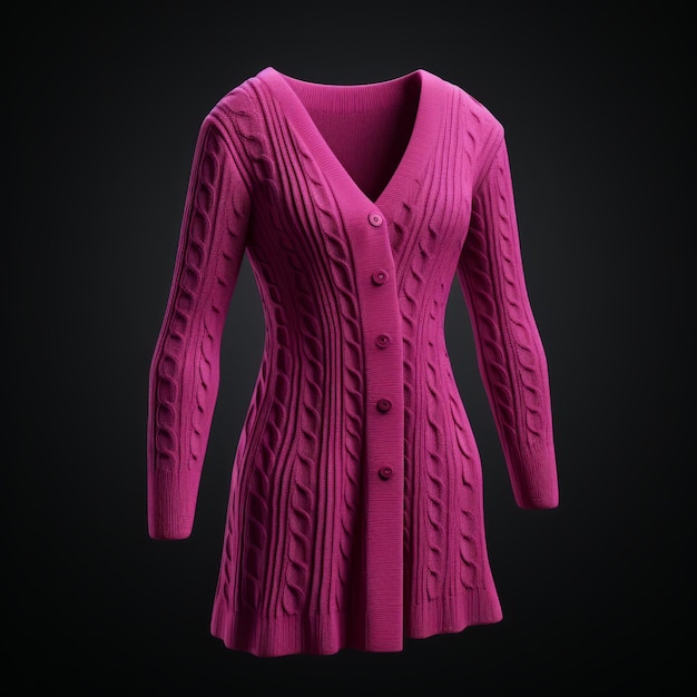 Hyper Realistic Magenta Cardigan Dress For 3d Printing