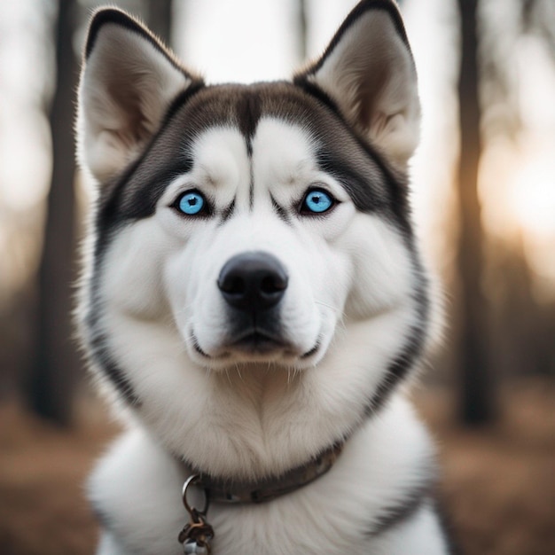 A hyper realistic siberian husky dog full body with white background