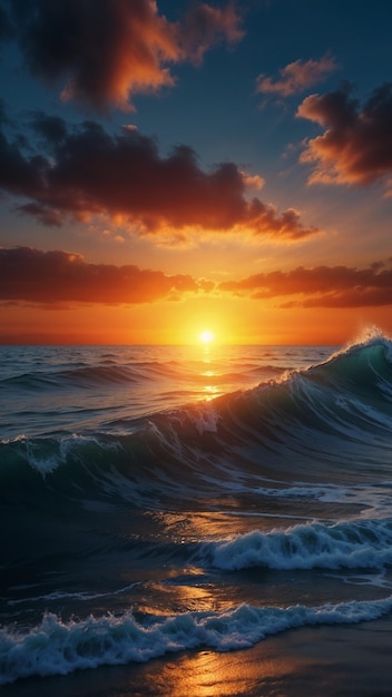 Hyper realistic sunset over sea with nice sky