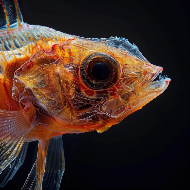 hyper realistic of the transparent body of deep sea fish looks illuminant