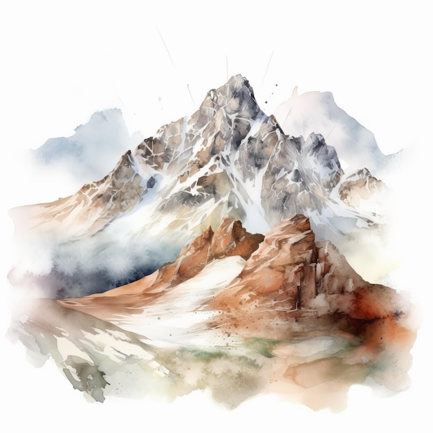 Hyper Realistic Watercolor Mountains Landscape Illustration