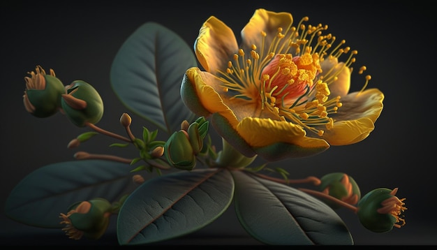 Hypericum Flower Generative AI