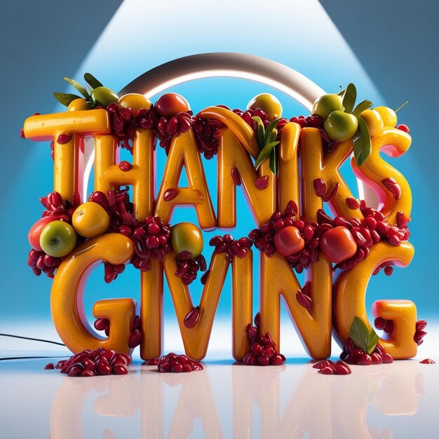 Photo hyperrealistic 3d thanksgiving text effect in ultra hd