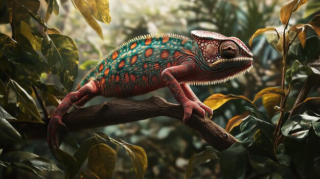 Photo hyperrealistic chameleon image stunning detail and vivid color