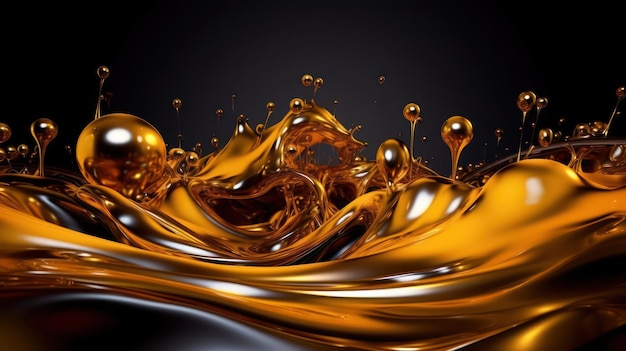 HyperRealistic Gold Liquid Abstraction in Baroque Style Generative AI