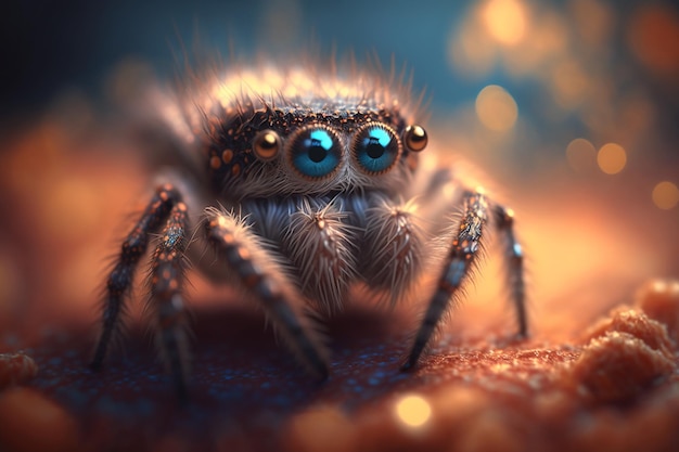 Hyperrealistic Illustration of a Jumping SpiderLike Insect CloseUp