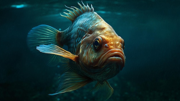 Hyperrealistic Illustration Of An Orange Fish In A Harry Potteresque Scene