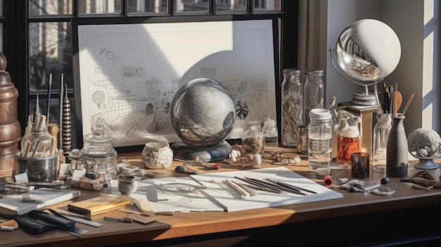 hyperrealistic illustrations displayed on an artist's workspace