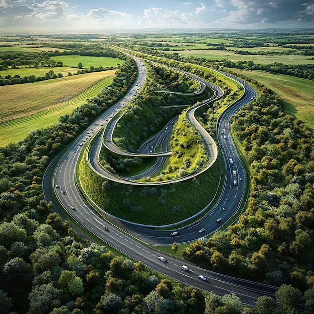 a hyperrealistic image of a highway with a big sign