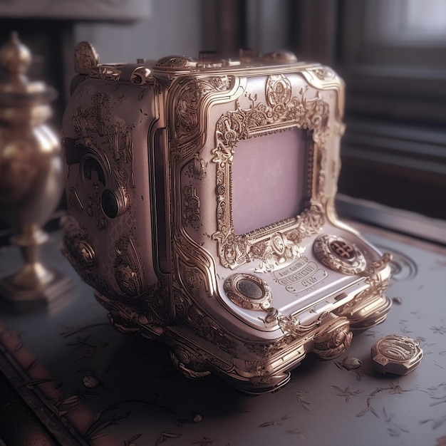 hyperrealistic neo rococo steampunk minimal gameboy concept