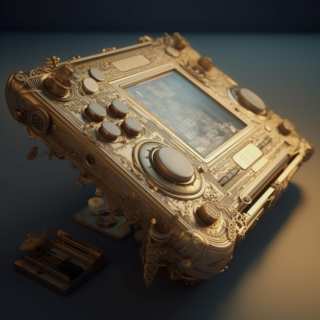 hyperrealistic neo rococo steampunk minimal gameboy concept