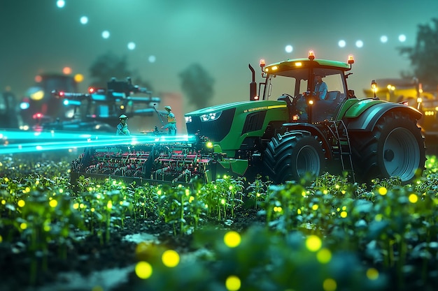 Photo a hyperrealistic photograph of futuristic tractors