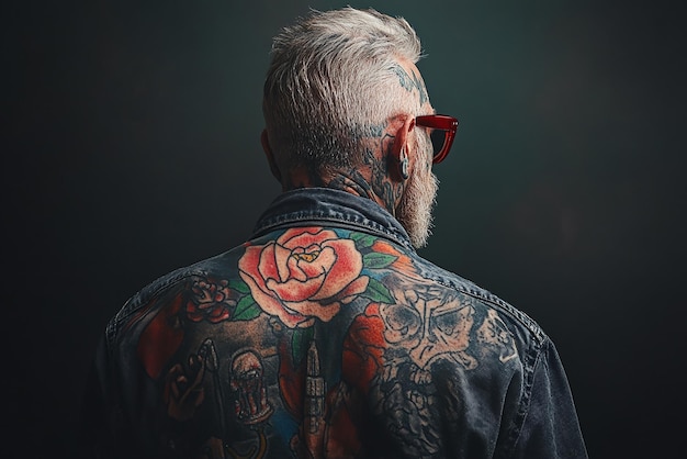 Photo hyperrealistic portrait of a tattoo enthusiast showcasing inked designs