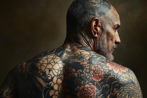 Photo hyperrealistic portrait of a tattoo enthusiast