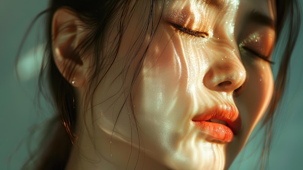 HyperRealistic Portrait of a Young Woman in Golden Sunlight