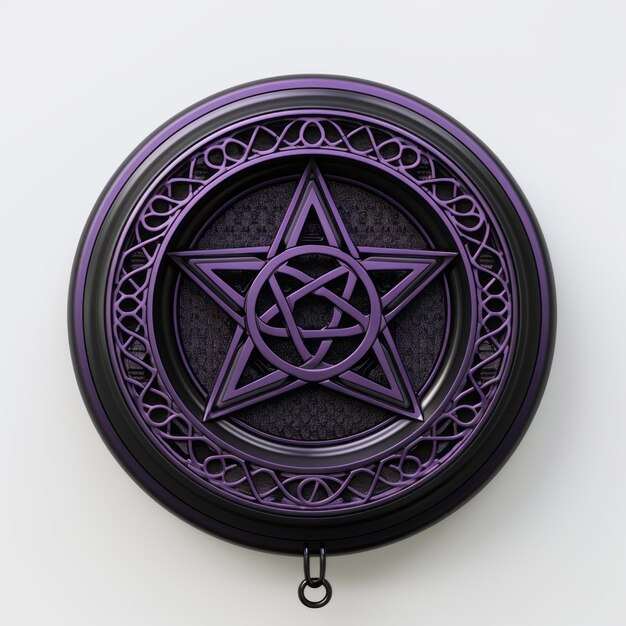 Photo hyperrealistic purple pentagram with celtic art and zbrush