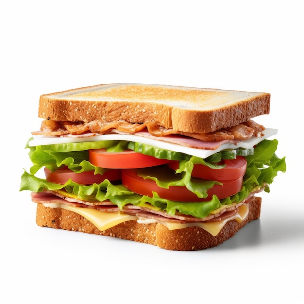 Hyperrealistic Sandwich With Lettuce Tomato And Ham