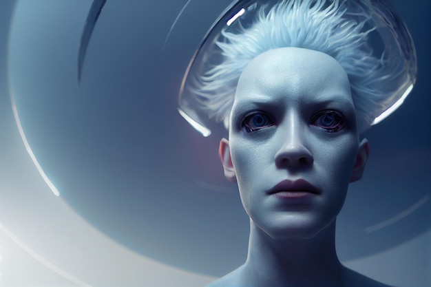 Hyperrealistic scifi film portrait of an albino futurist characterai generated ART