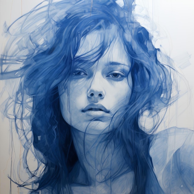 Hyperrealistic Water Drawing Powerful Portraits Of A Blue Girl