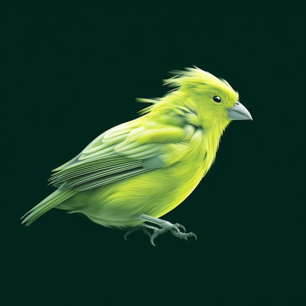 Hyperrealistic Yellow Bird Illustration On Dark Background