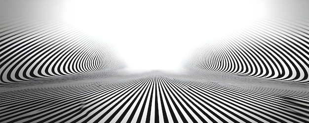 Photo hypnotic abstract geometric striped optical illusion background with dimensional perspective