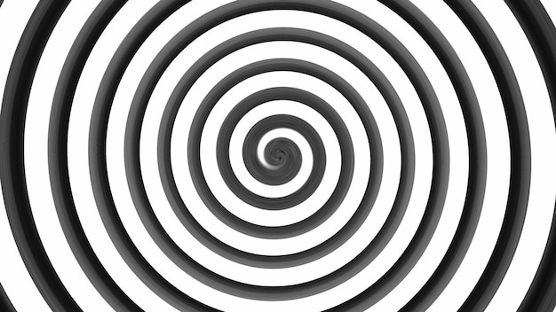 Hypnotic background spiral swirl monochrome black grey white psychedelic vortex flow round optical