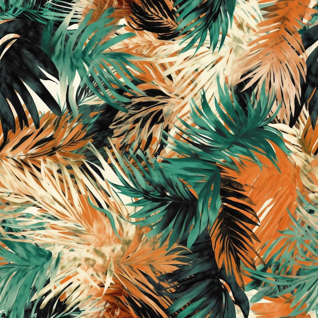 Hypothetical palm takes off filled with creature print Seamless pattern AI Generated