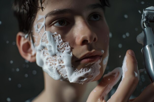 I like this consistency so far Shot of a young man applying shaving foam to his face