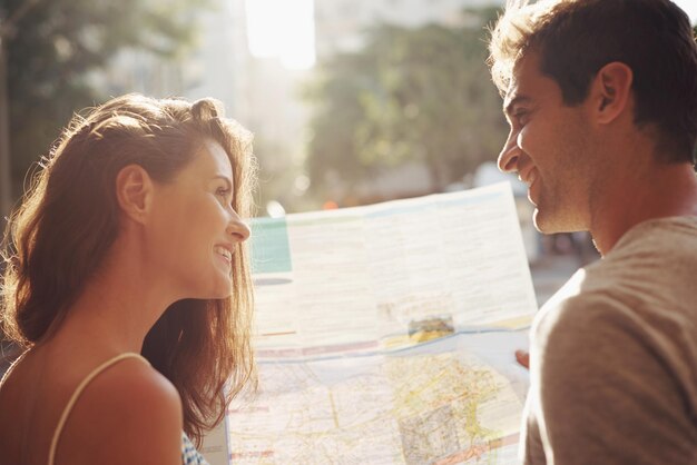 I love getting lost with you Cropped shot of a young couple touring a foreign city