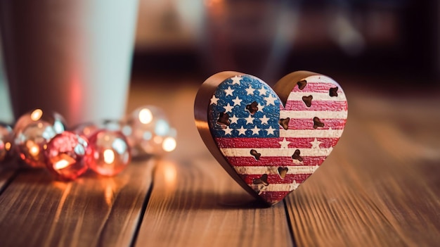 I love USA and stars ornament on wooden table