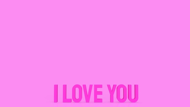 I love you pink text for love or holiday concept 3d rendering