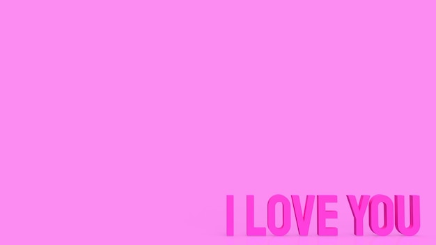 I love you pink text for love or holiday concept 3d rendering