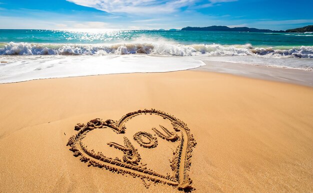 I Love You on sandy beach wet beach writings fun love and leisure Love sign