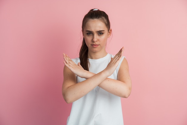 I said no Angry and frustrated woman showing her crossed arms