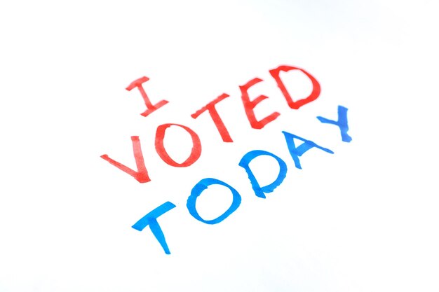 Photo i voted today inscription on a white background